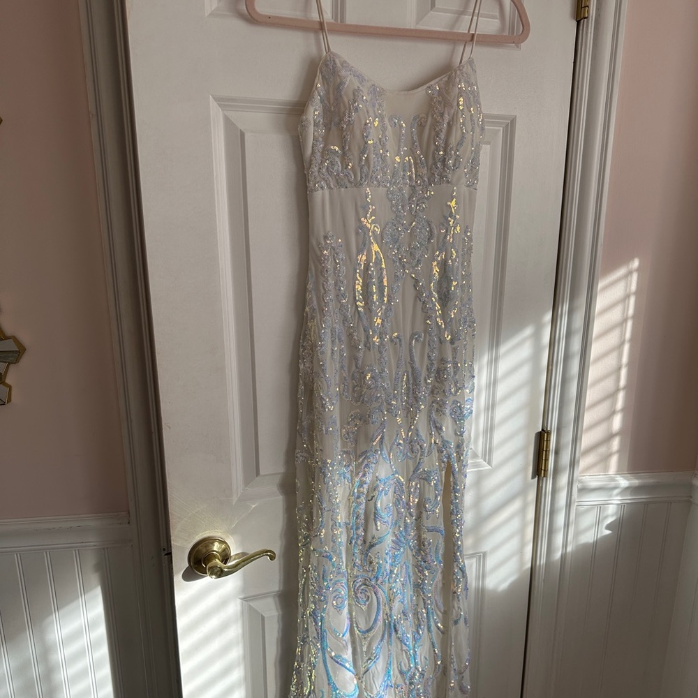 White Sequin Prom dress